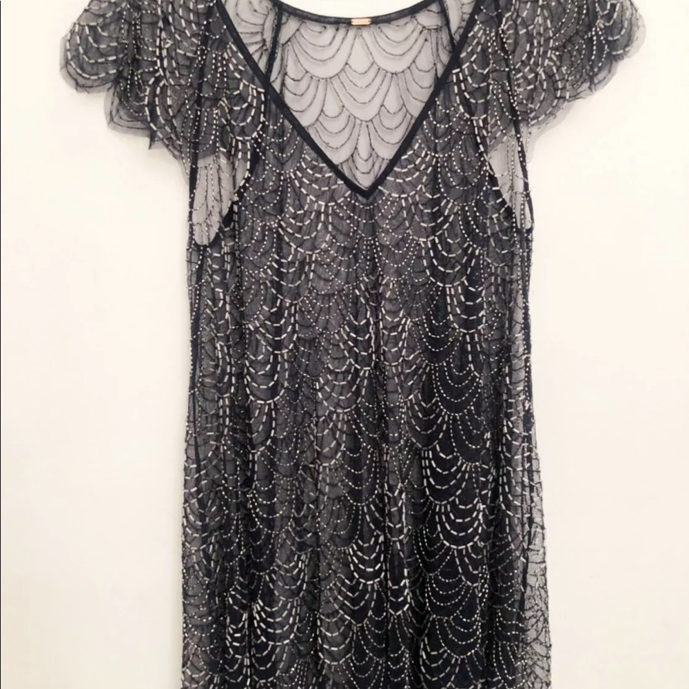 Free people navy beaded slip